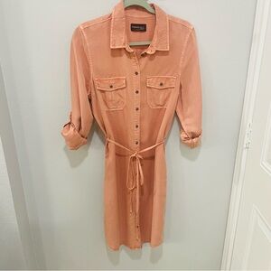 Parasuco Jeans Denim Button Down Long Sleeve Shirt Dress Burnt Orange Womens M
